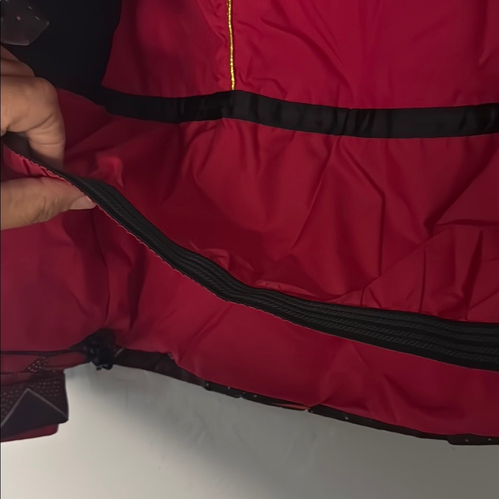 Simms Red Black Ski Jacket Geometric Insulated Hooded - Picture 12 of 16